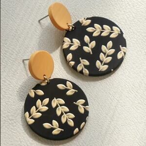 Embossed Circle Drop Earrings